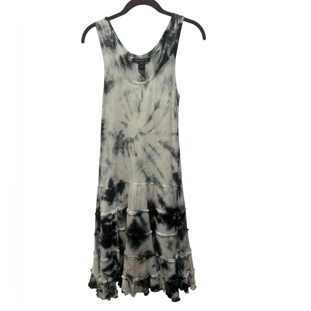 KAREN KANE Tie-Dye Sleeveless Ruffle Hem Dress